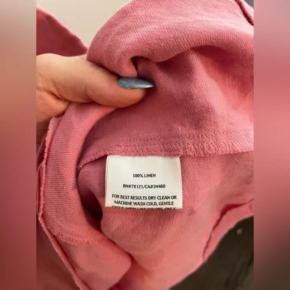 Eileen Fisher 100% Linen Pink Long Dress Sleeveless - Picture 6 of 6